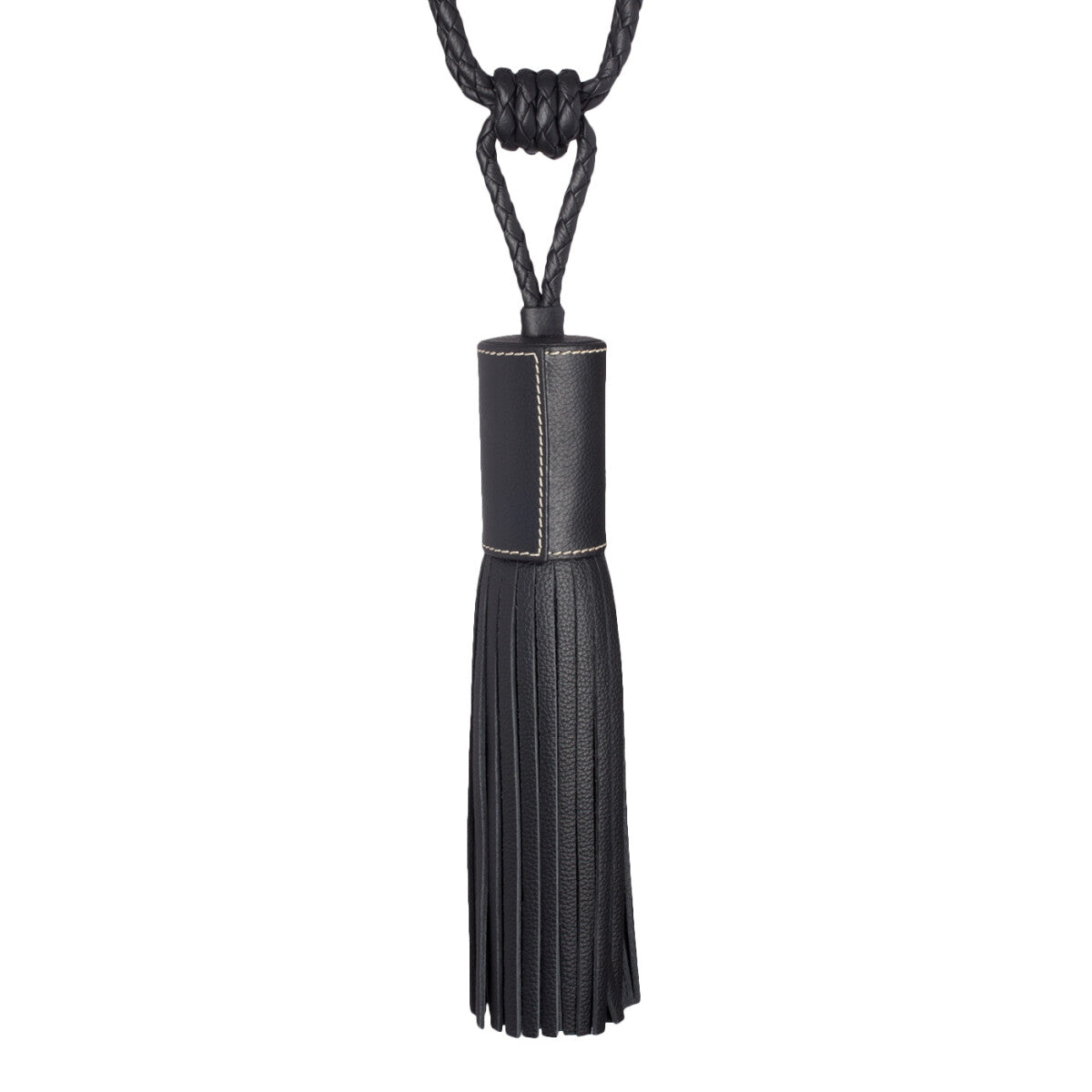 Toscana Leather Tassel Tieback by Samuel & Sons in Coal
