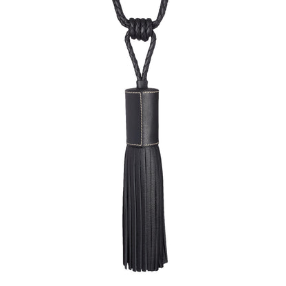 Toscana Leather Tassel Tieback by Samuel & Sons in Coal