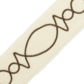 Leather Appliqué On Wool Trim by Samuel & Sons in Ivory
