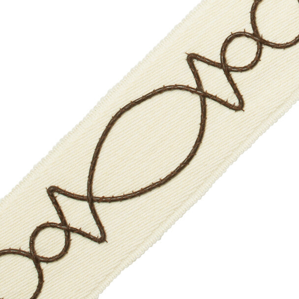 Leather Appliqué On Wool Trim by Samuel & Sons in Ivory