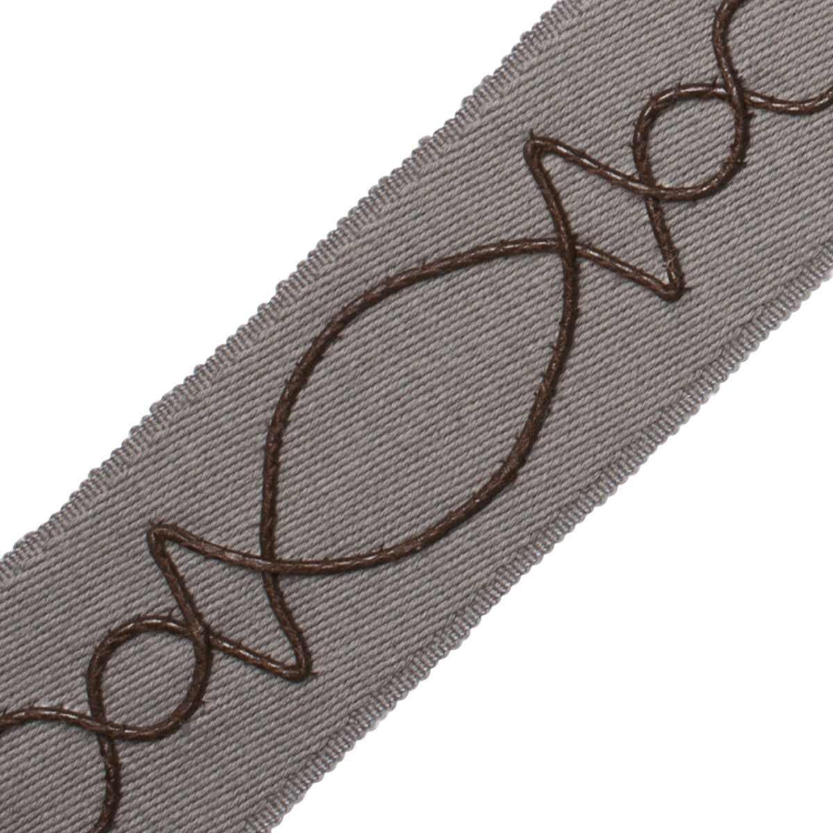 Leather Appliqué On Wool Trim by Samuel & Sons in Dove