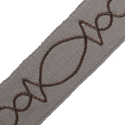 Leather Appliqué On Wool Trim by Samuel & Sons in Dove