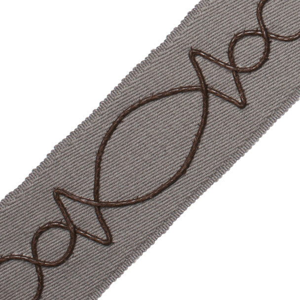 Leather Appliqué On Wool Trim by Samuel & Sons in Dove
