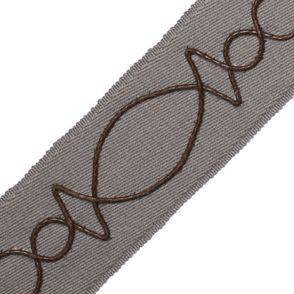 Leather Appliqué On Wool Trim by Samuel & Sons in Dove