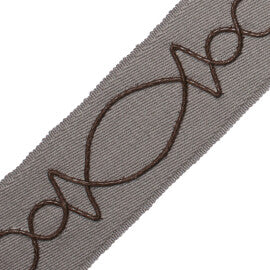 Leather Appliqué On Wool Trim by Samuel & Sons in Dove