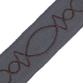 Leather Appliqué On Wool Trim by Samuel & Sons in Slate