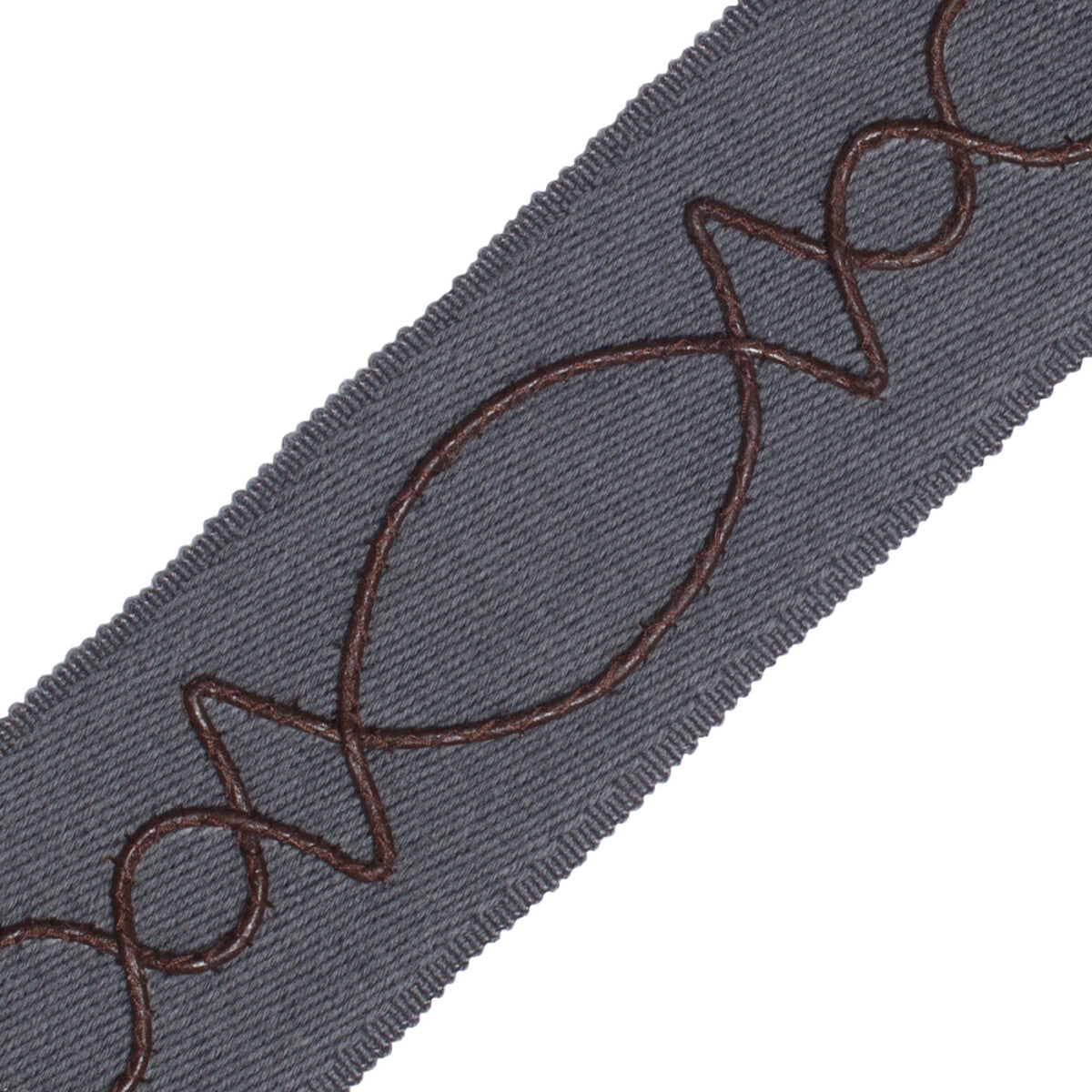 Leather Appliqué On Wool Trim by Samuel & Sons in Slate