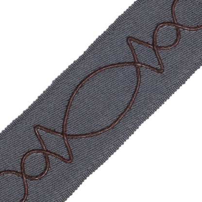Leather Appliqué On Wool Trim by Samuel & Sons in Slate