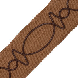 Leather Appliqué On Wool Trim by Samuel & Sons in Camel