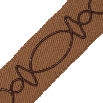 Leather Appliqué On Wool Trim by Samuel & Sons in Camel