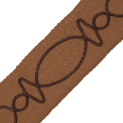 Leather Appliqué On Wool Trim by Samuel & Sons in Camel