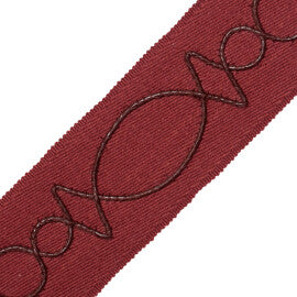 Leather Appliqué On Wool Trim by Samuel & Sons in Burgundy
