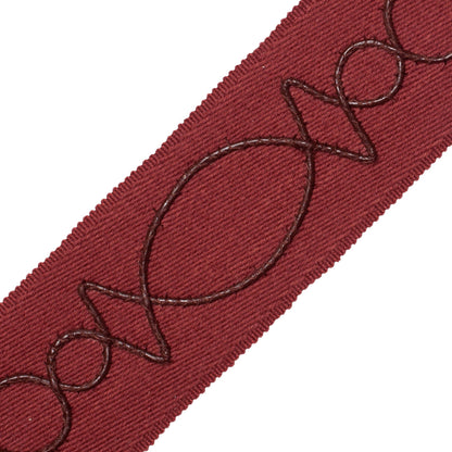 Leather Appliqué On Wool Trim by Samuel & Sons in Burgundy