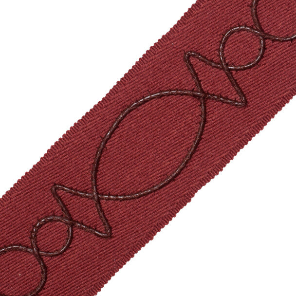 Leather Appliqué On Wool Trim by Samuel & Sons in Burgundy