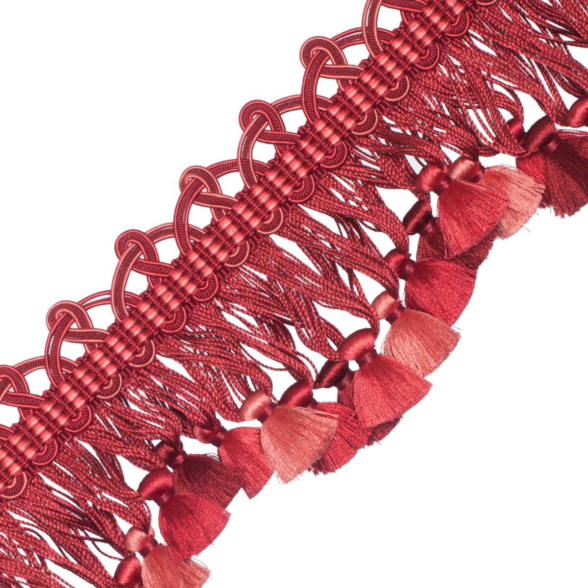 Palais Scalloped Tassel Fringe Trim by Samuel & Sons in Claret