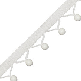 Seychelles Wood Bead Fringe Trim by Samuel & Sons in Cloud