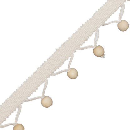 Seychelles Wood Bead Fringe Trim by Samuel & Sons in Pearl