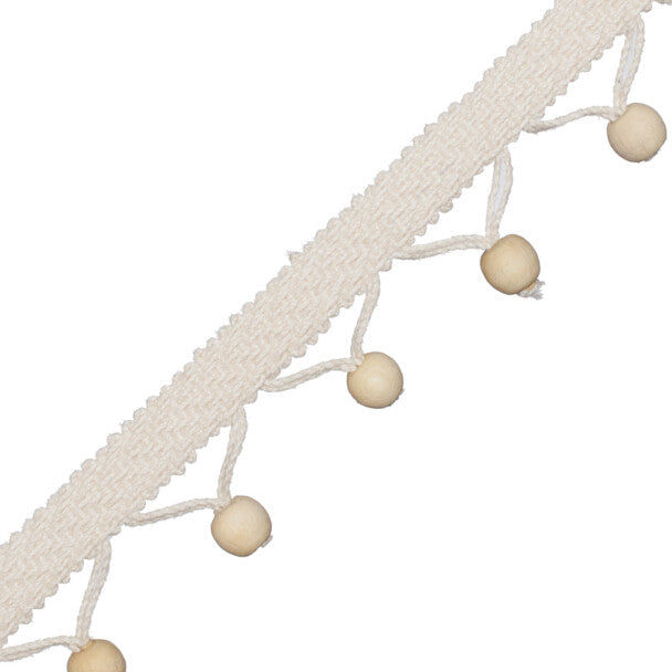 Seychelles Wood Bead Fringe Trim by Samuel & Sons in Pearl