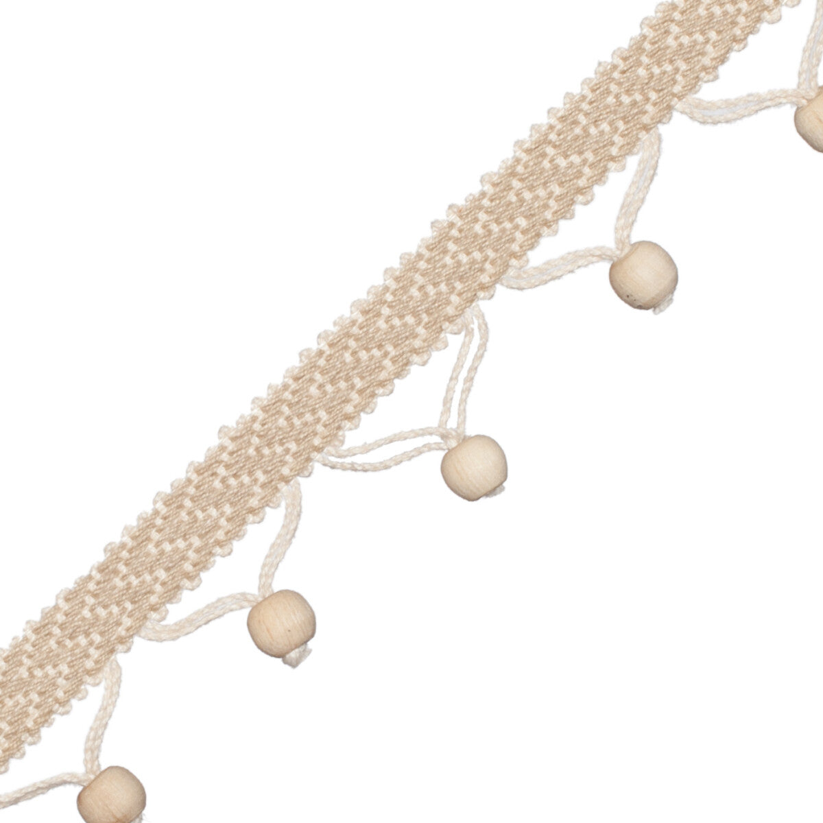 Seychelles Wood Bead Fringe Trim by Samuel & Sons in Sand