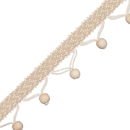 Seychelles Wood Bead Fringe Trim by Samuel & Sons in Sand