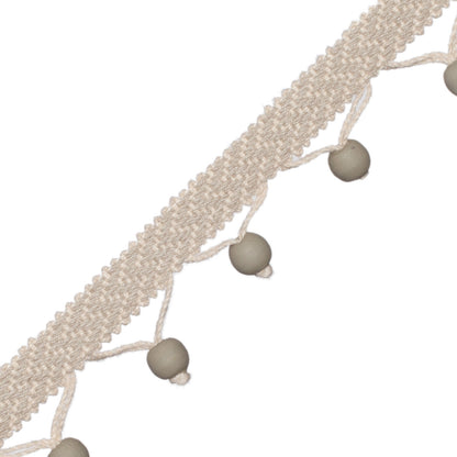 Seychelles Wood Bead Fringe Trim by Samuel & Sons in Sea Salt