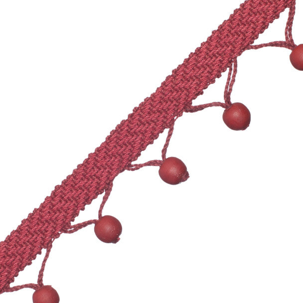 Seychelles Wood Bead Fringe Trim by Samuel & Sons in Garnet