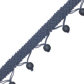 Seychelles Wood Bead Fringe Trim by Samuel & Sons in Navy