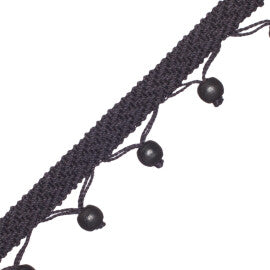 Seychelles Wood Bead Fringe Trim by Samuel & Sons in Onyx