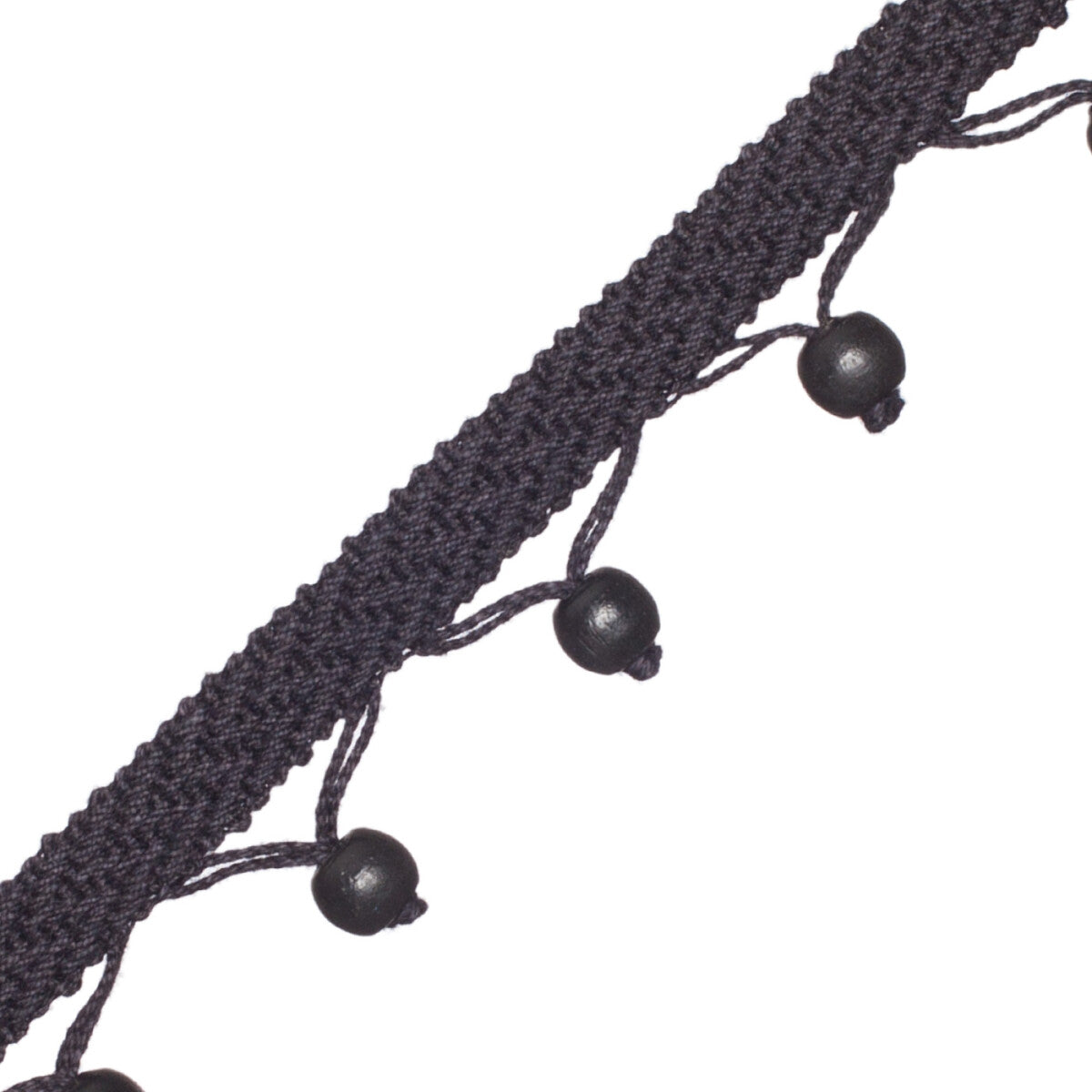 Seychelles Wood Bead Fringe Trim by Samuel & Sons in Onyx