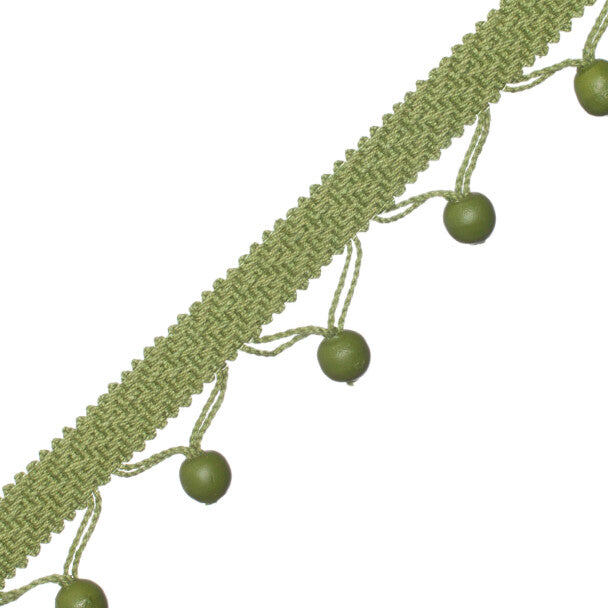Seychelles Wood Bead Fringe Trim by Samuel & Sons in Leaf