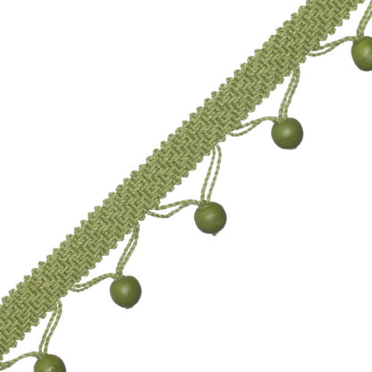 Seychelles Wood Bead Fringe Trim by Samuel & Sons in Leaf