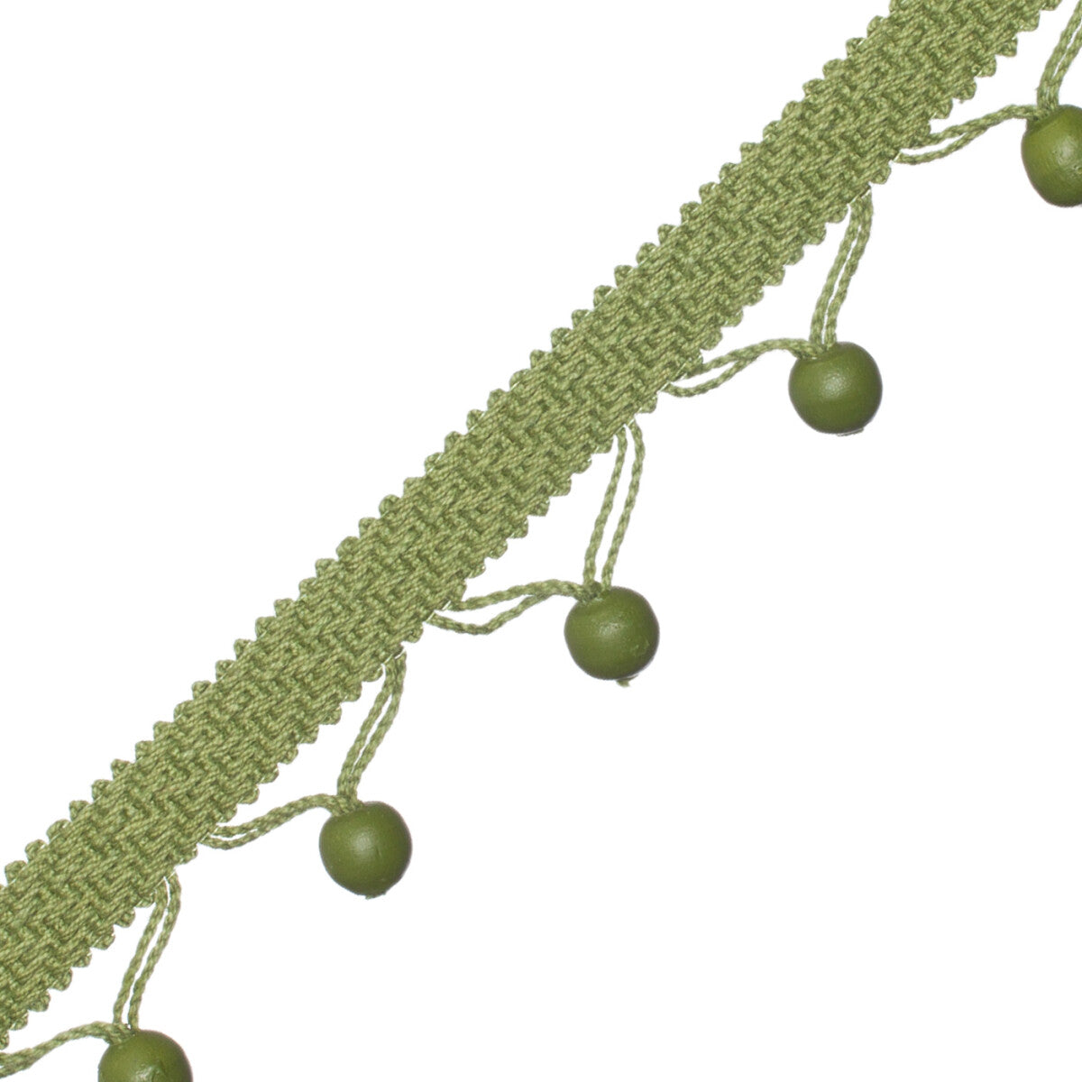 Seychelles Wood Bead Fringe Trim by Samuel & Sons in Leaf