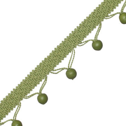Seychelles Wood Bead Fringe Trim by Samuel & Sons in Leaf