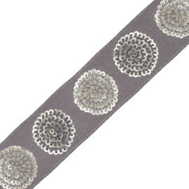 Astra Embroidered Border Trim by Samuel & Sons in Charcoal