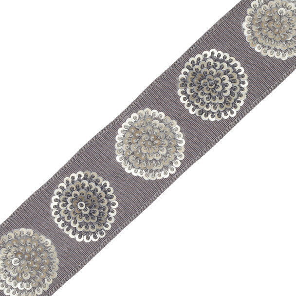 Astra Embroidered Border Trim by Samuel & Sons in Charcoal