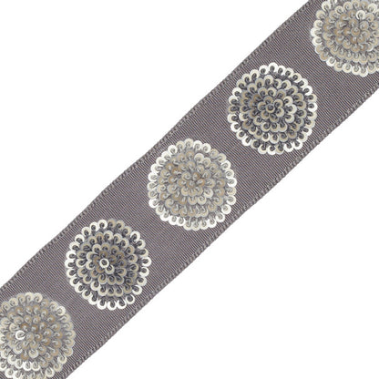 Astra Embroidered Border Trim by Samuel & Sons in Charcoal
