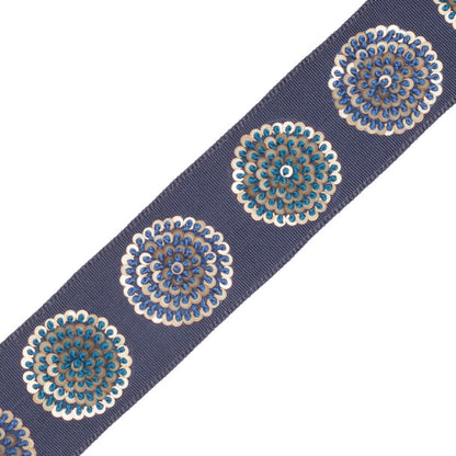 Astra Embroidered Border Trim by Samuel & Sons in Royal Blue