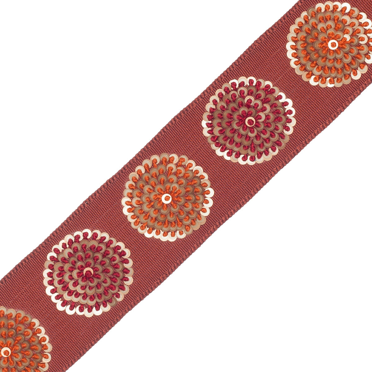 Astra Embroidered Border Trim by Samuel & Sons in Rhubarb