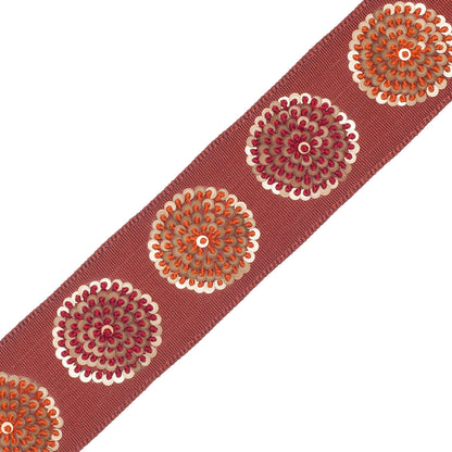 Astra Embroidered Border Trim by Samuel & Sons in Rhubarb