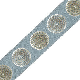 Astra Embroidered Border Trim by Samuel & Sons in Aegean