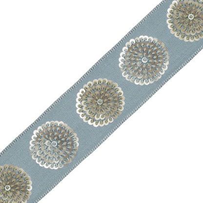 Astra Embroidered Border Trim by Samuel & Sons in Aegean