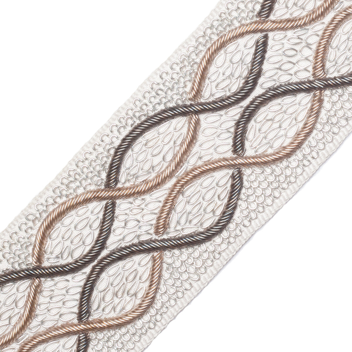 Charmer Embroidered Border Trim by Samuel & Sons in Frost