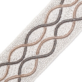Charmer Embroidered Border Trim by Samuel & Sons in Frost