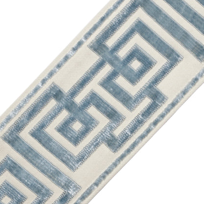 Rhodes Épinglé Velvet Border Trim by Samuel & Sons in Sky