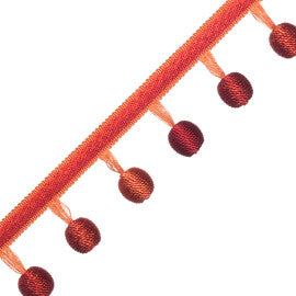 Céline Ombré Ball Fringe Trim by Samuel & Sons in Poppy