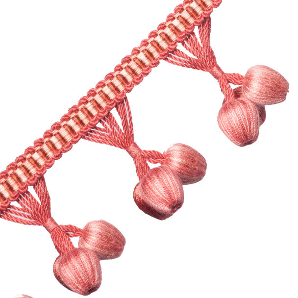 Calisto Triple Bead Fringe Trim by Samuel & Sons in Coral