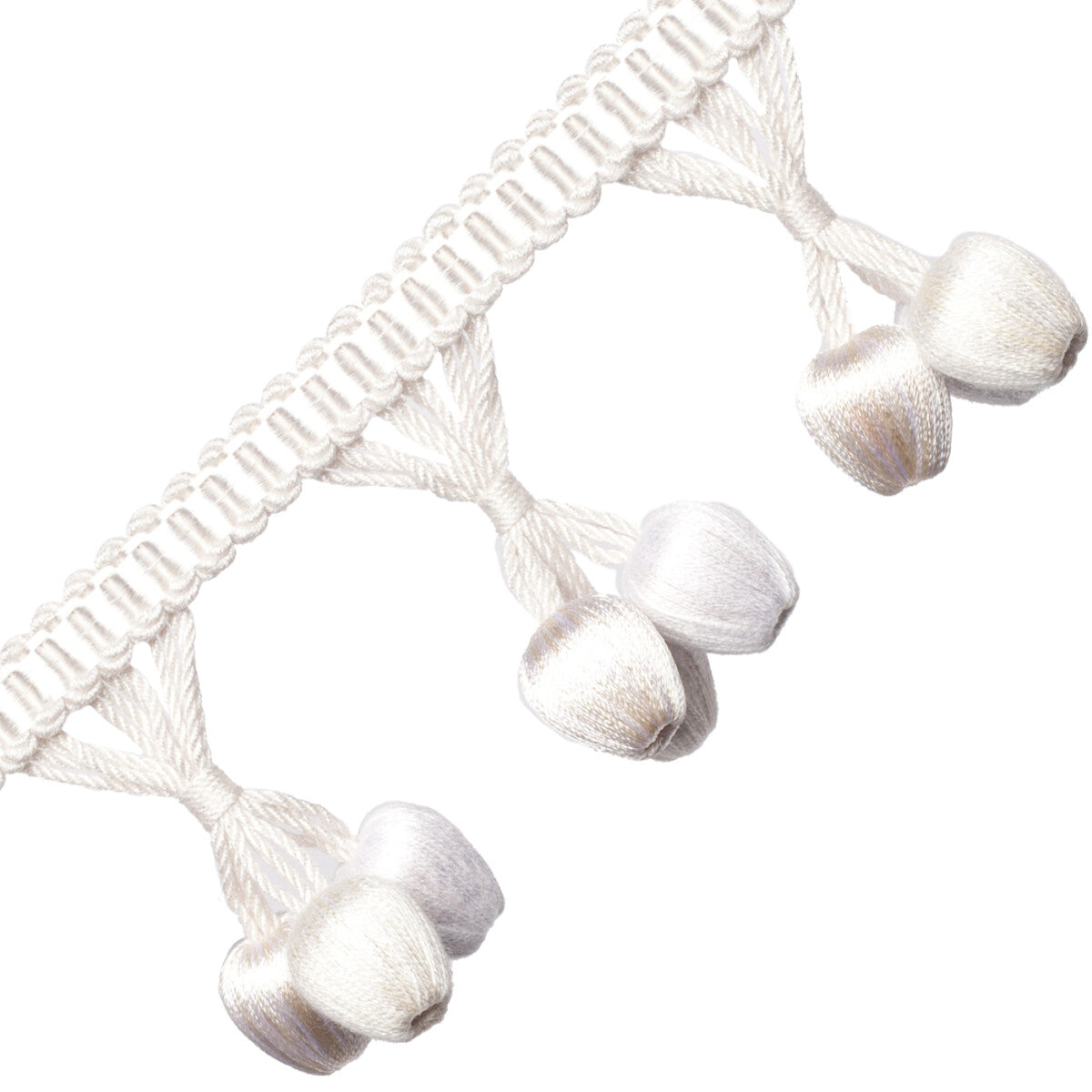 Calisto Triple Bead Fringe Trim by Samuel & Sons in Alabaster