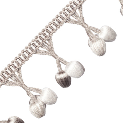 Calisto Triple Bead Fringe Trim by Samuel & Sons in Fog