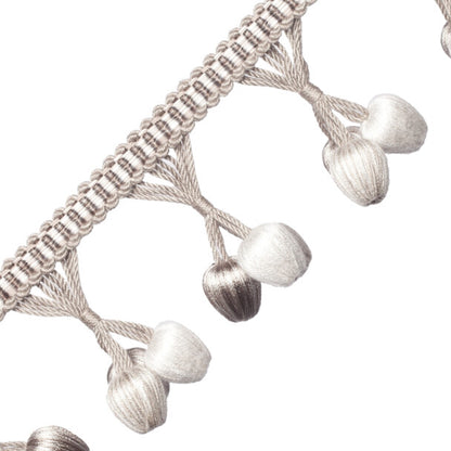Calisto Triple Bead Fringe Trim by Samuel & Sons in Fog