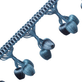 Calisto Triple Bead Fringe Trim by Samuel & Sons in Indigo